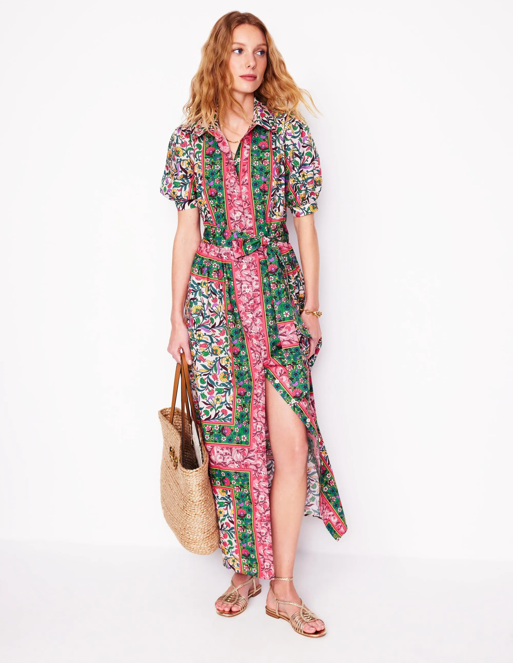 Alexa Maxi Shirt Dress-Multi, Enchanting Vine