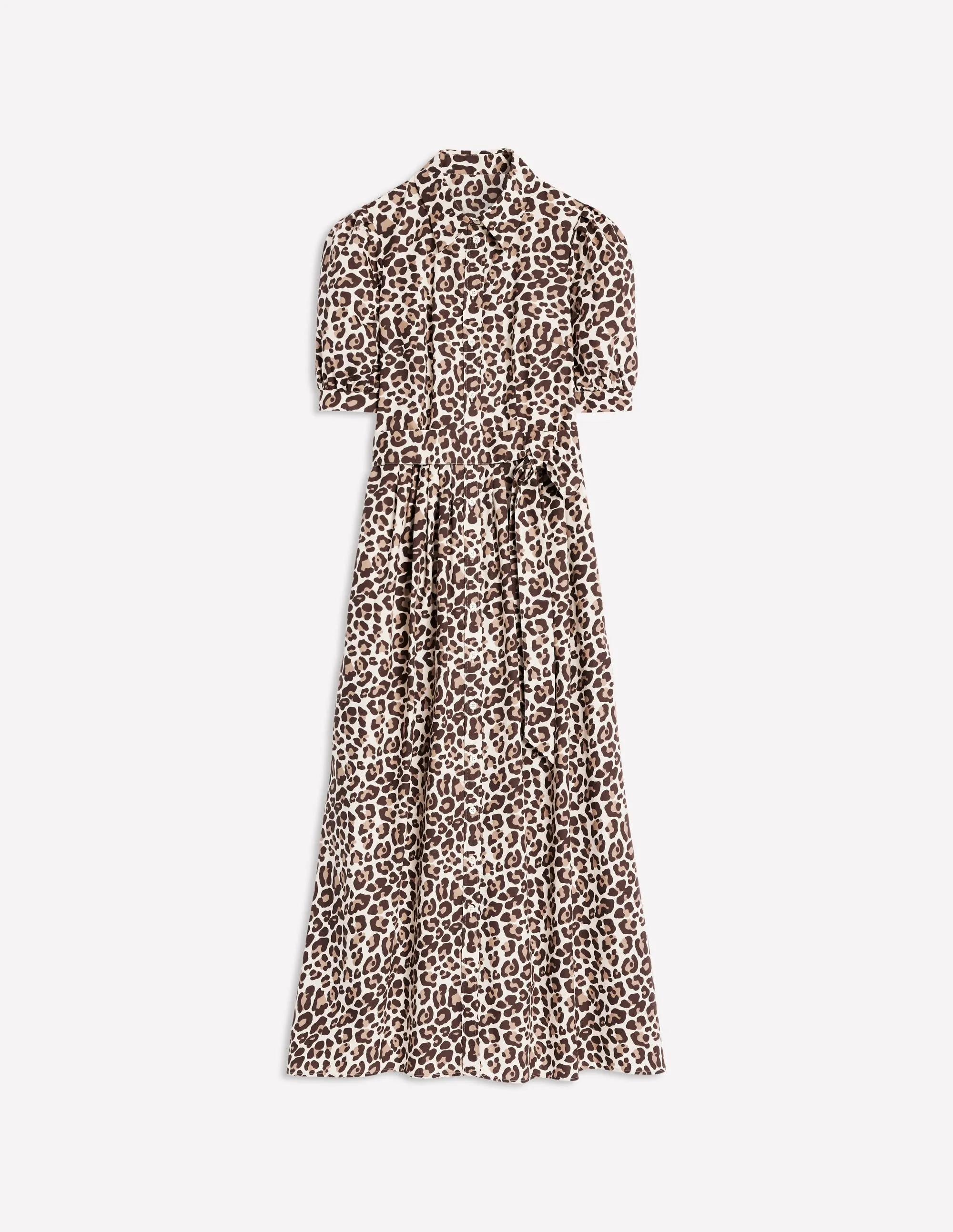 Alexa Maxi Shirt Dress-Sandpiper Beige, Cheetah Pop