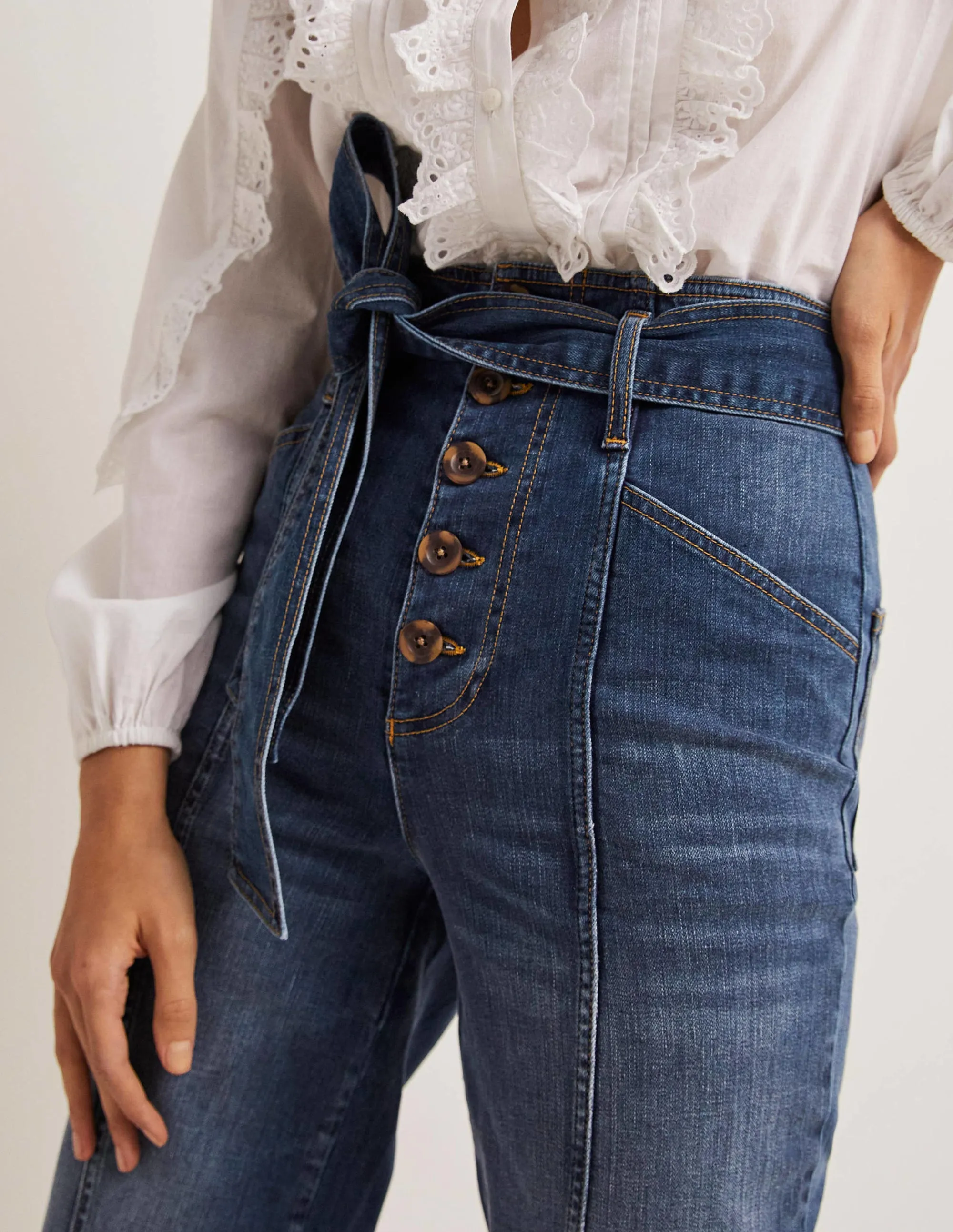 Belted High Rise Jeans-Mid Vintage
