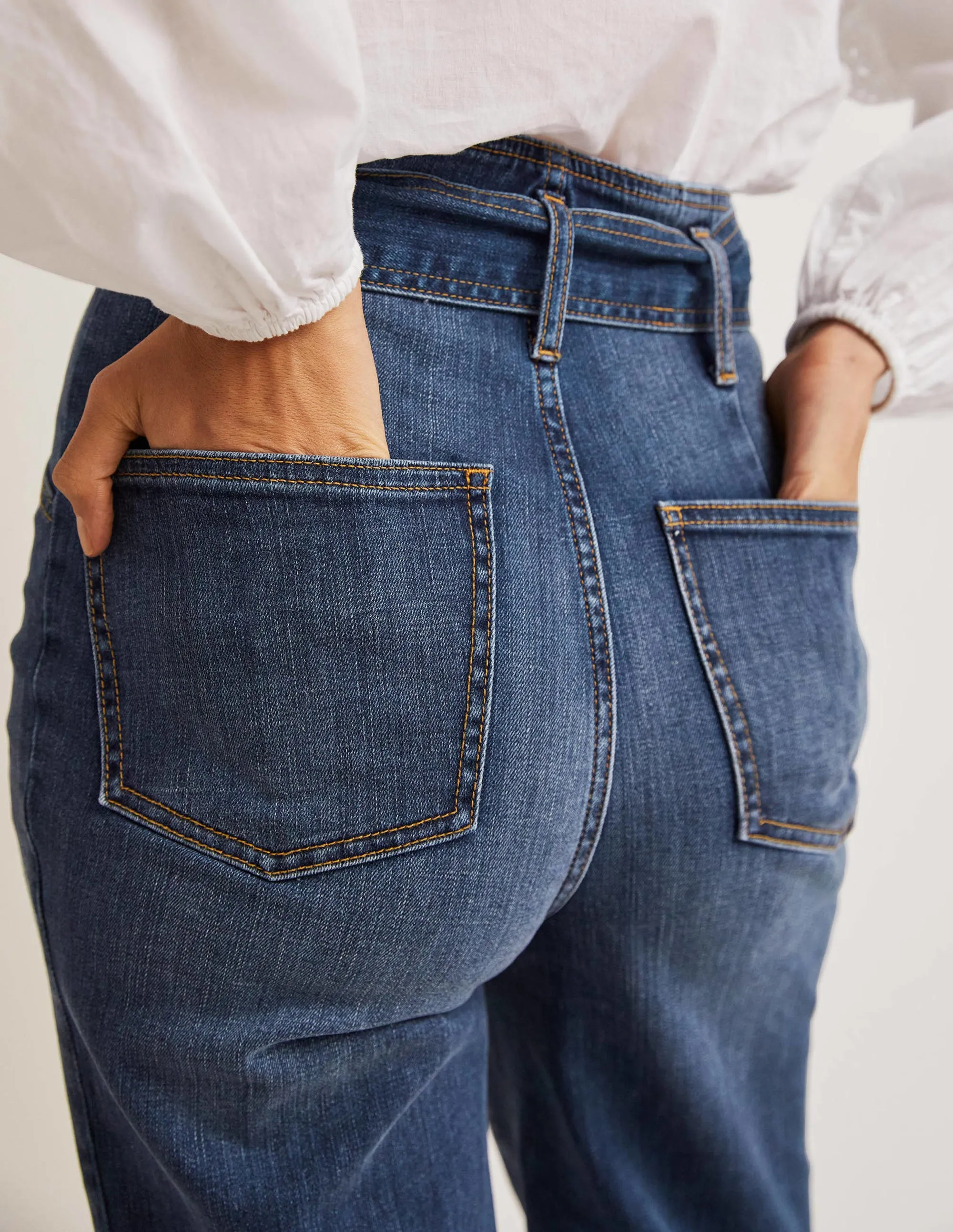 Belted High Rise Jeans-Mid Vintage