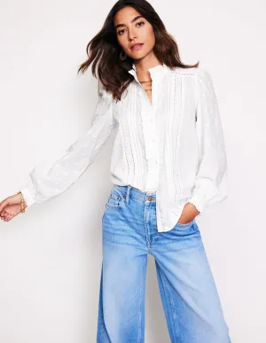 Broderie Detail Blouse-White