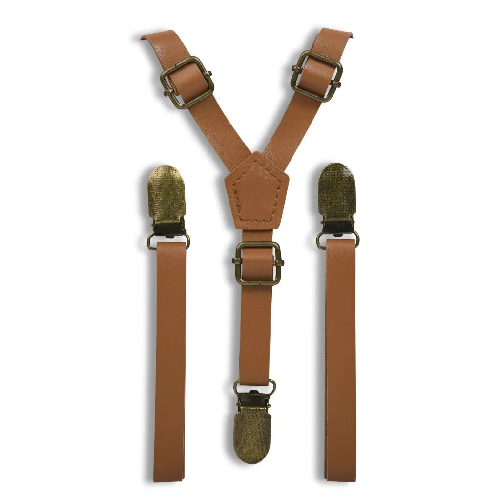 Caramel Faux Leather Suspenders