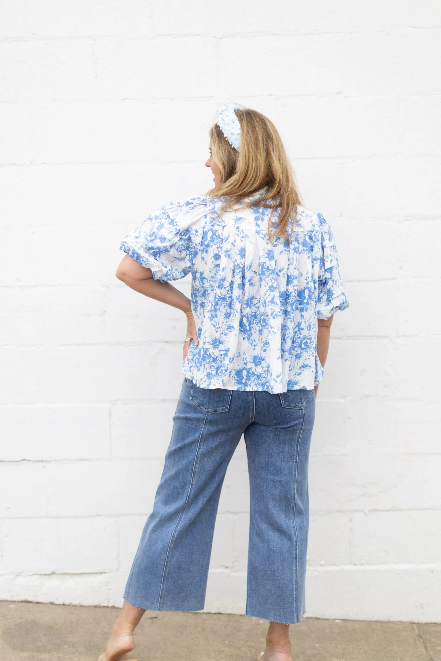 Chambray Floral Top
