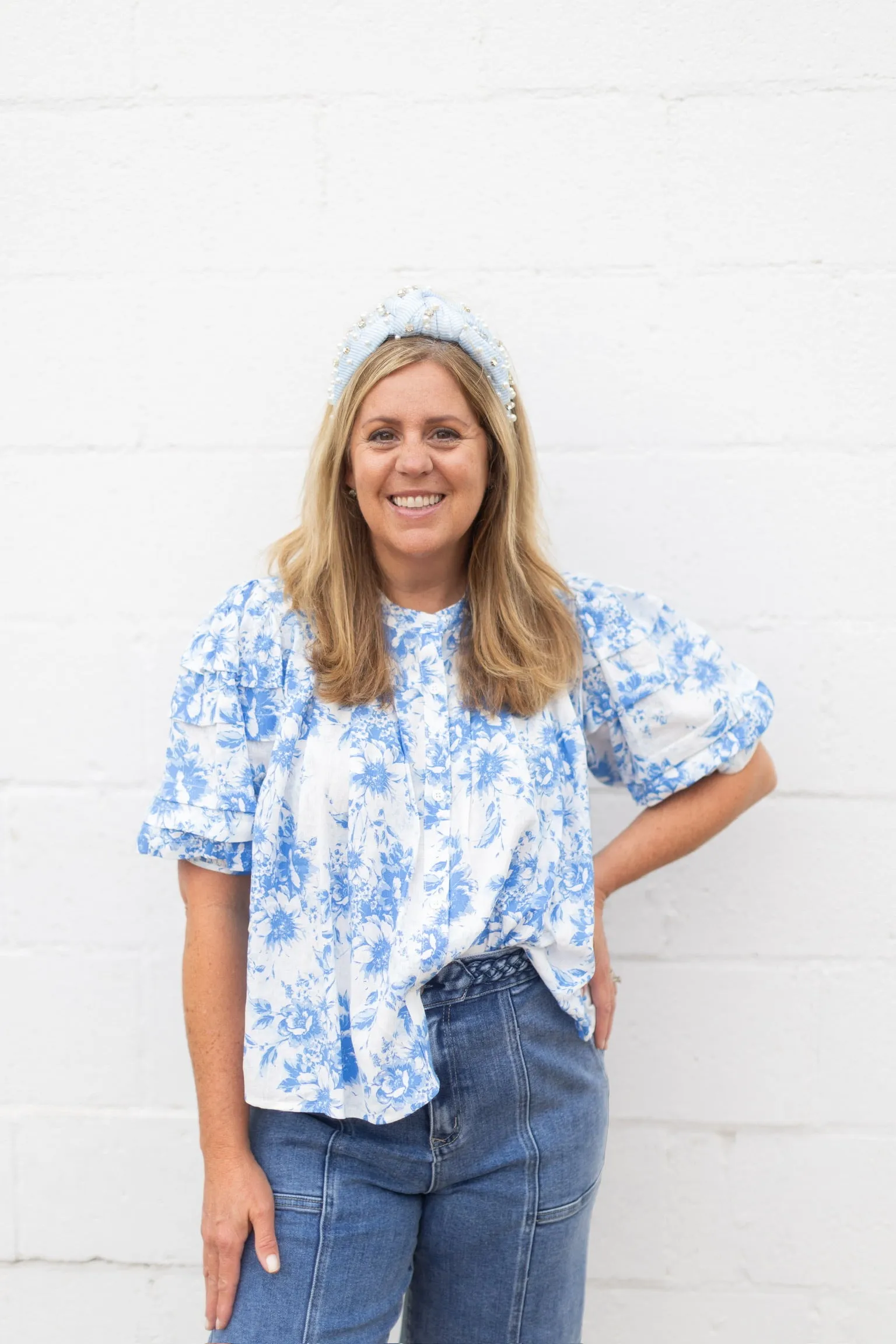 Chambray Floral Top