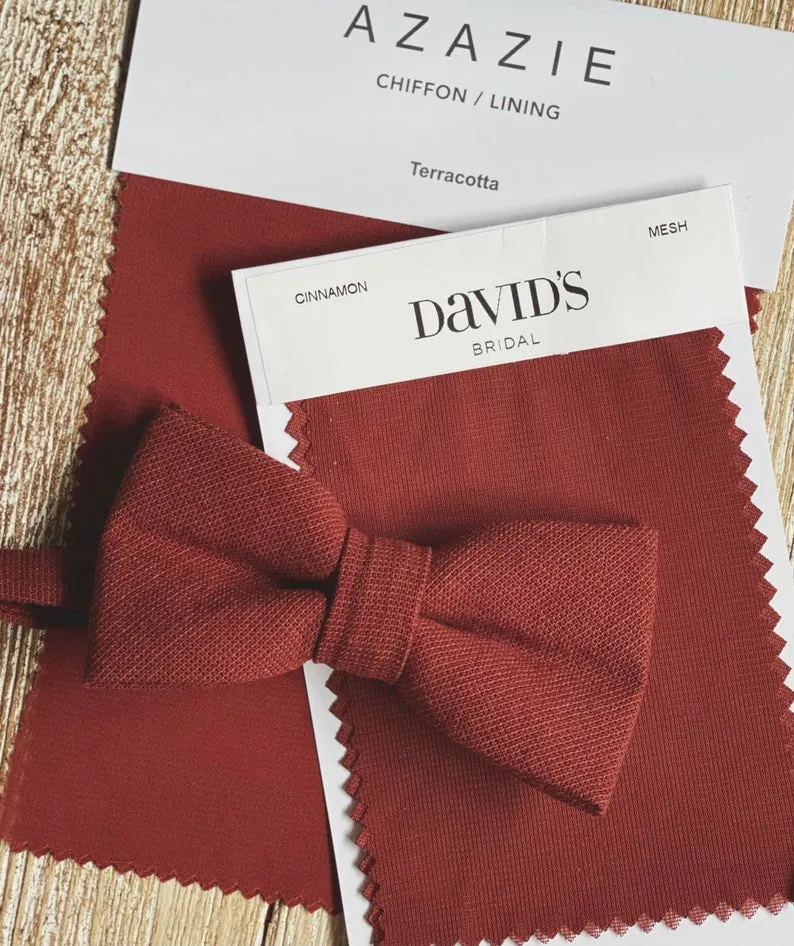 Cognac Brown Buckle With Terracotta Bow Tie Set