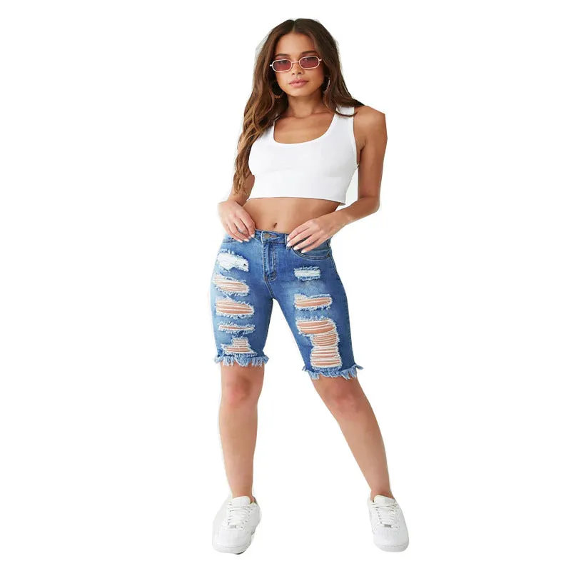 Distressed Denim Shorts