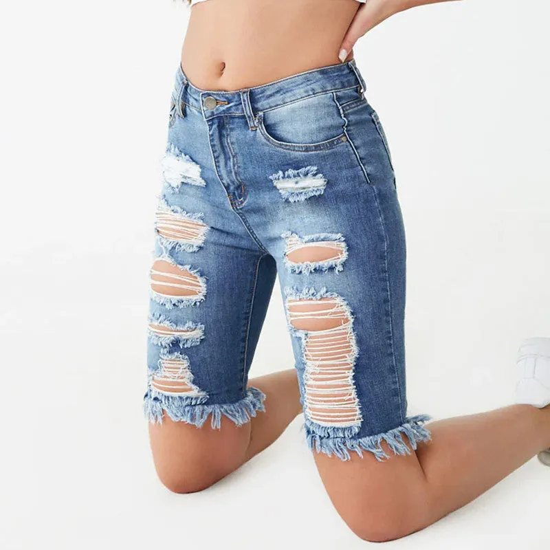 Distressed Denim Shorts