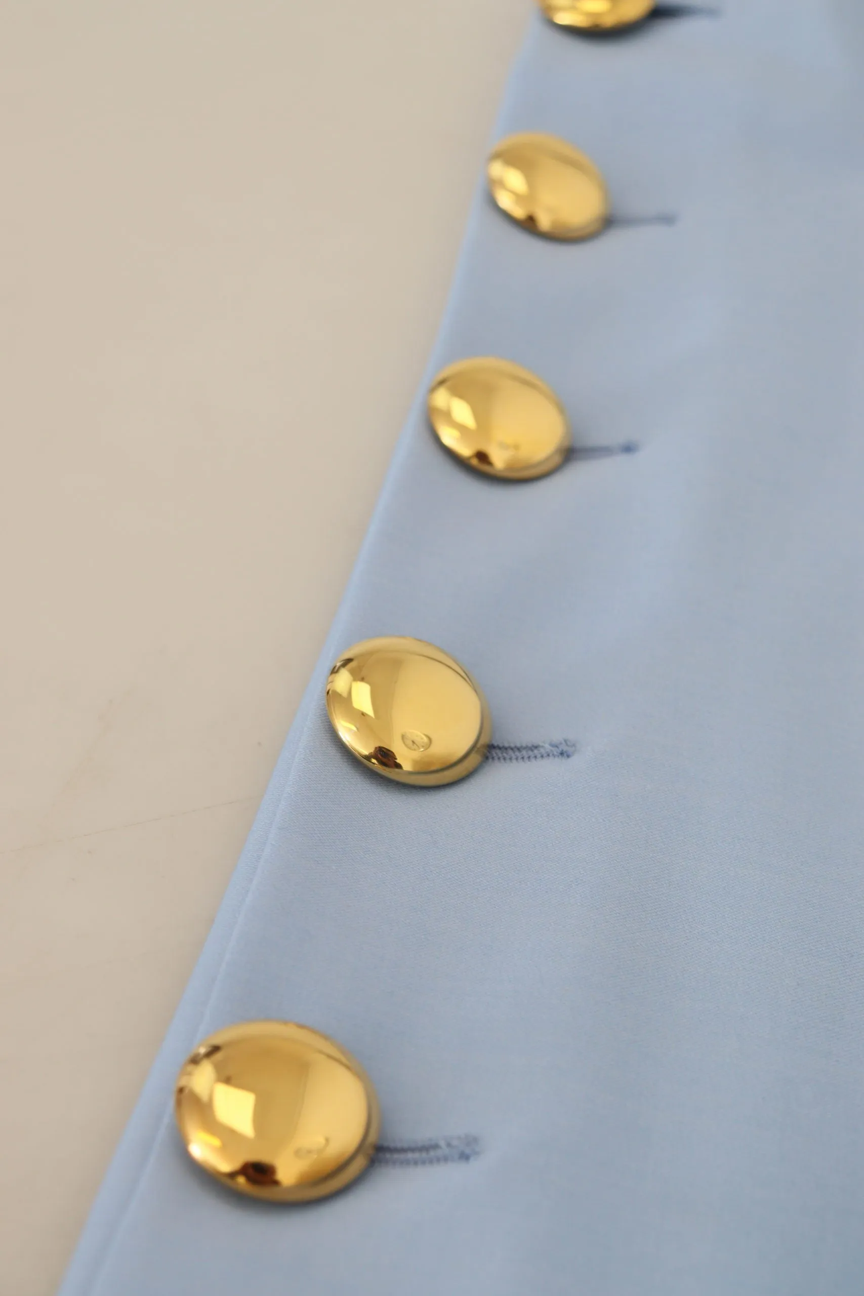 Elegant Light Blue Wool-Silk Blend Pants