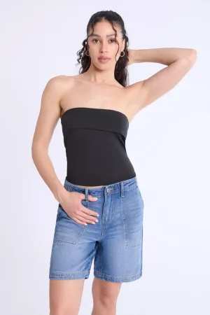 High Rise Bermuda Carpenter Denim Shorts
