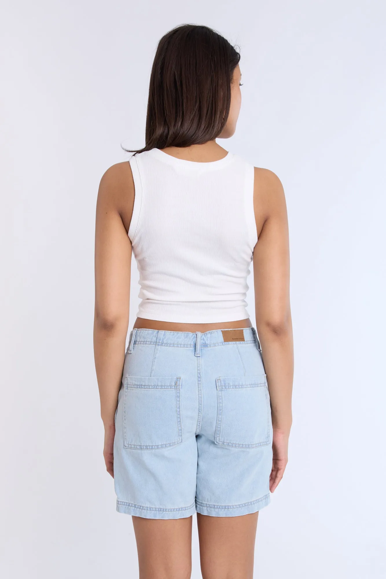 High Rise Denim Bermuda Carpenter Shorts