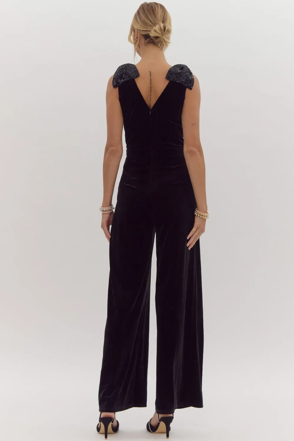Holiday Bow Jumpsuit - Black