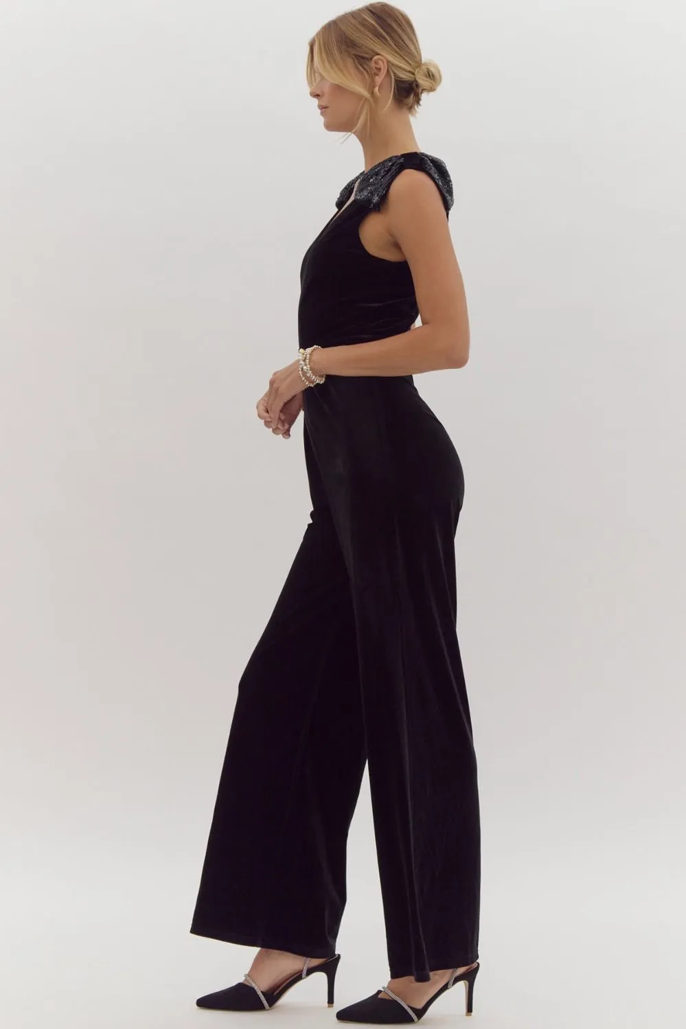 Holiday Bow Jumpsuit - Black
