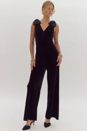Holiday Bow Jumpsuit - Black
