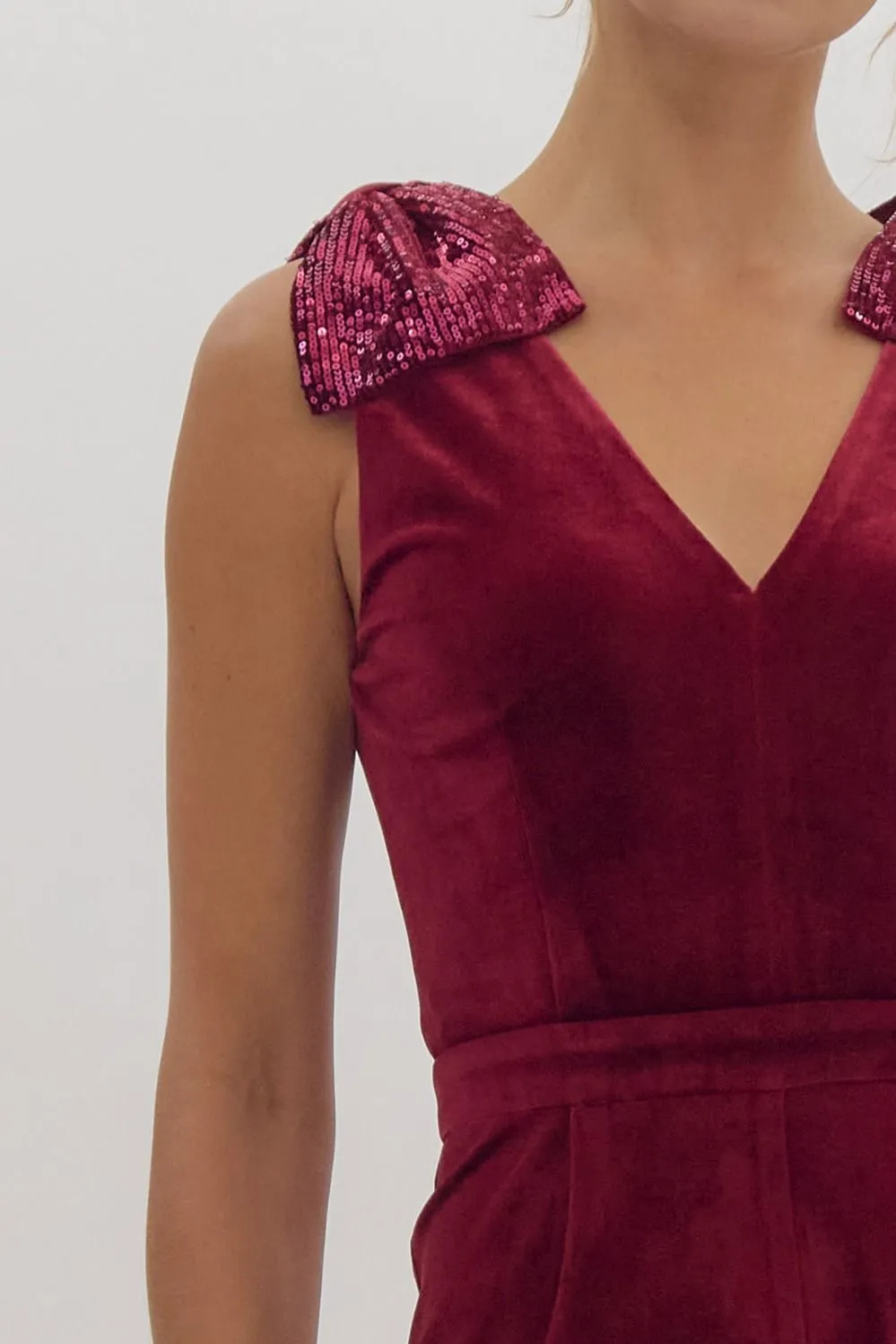 Holiday Bow Jumpsuit - Ruby