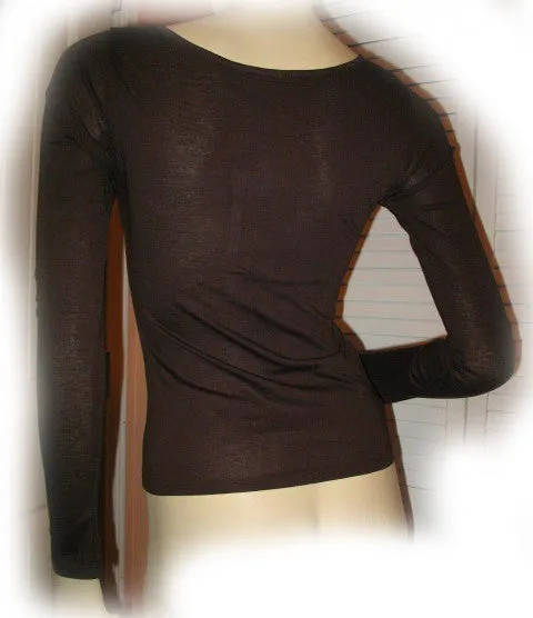 NEW Womens Brown Long Sleeve Gold Sequin Embellished Top Tunic T-Shirt Tee L-XL