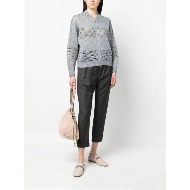 Stylish Sequin-Embellished Linen Cardigan