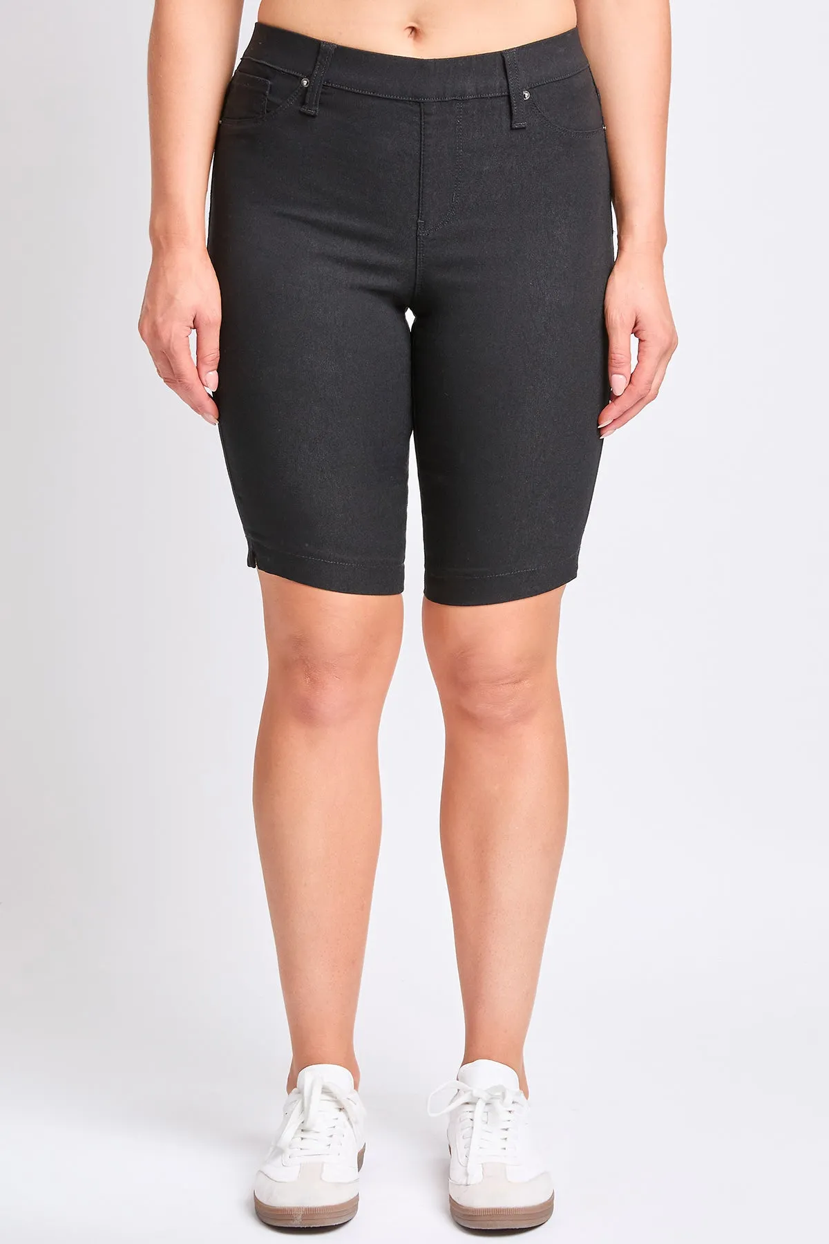 Women's Hyperstretch Mid Rise Pull-On Bermuda Shorts, Black