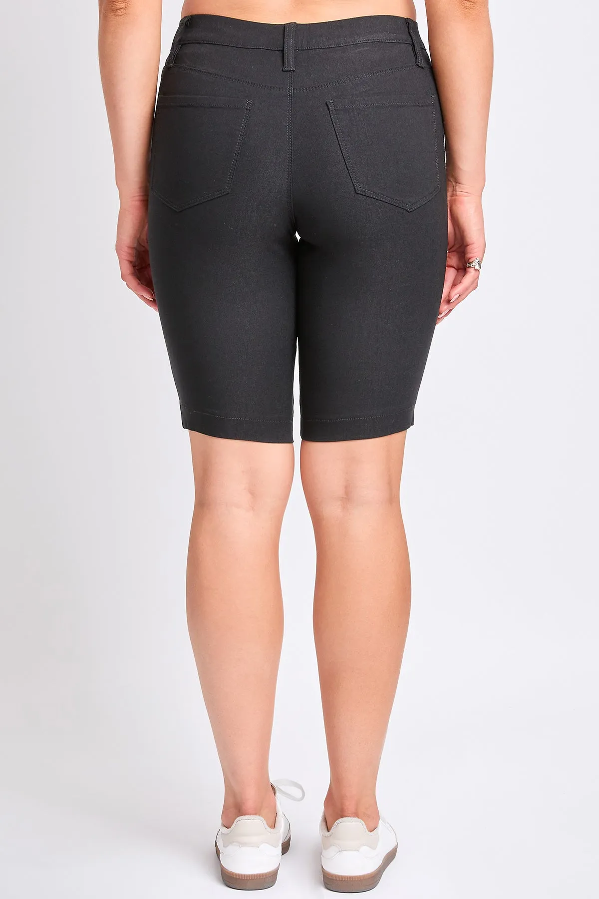 Women's Hyperstretch Mid Rise Pull-On Bermuda Shorts, Black
