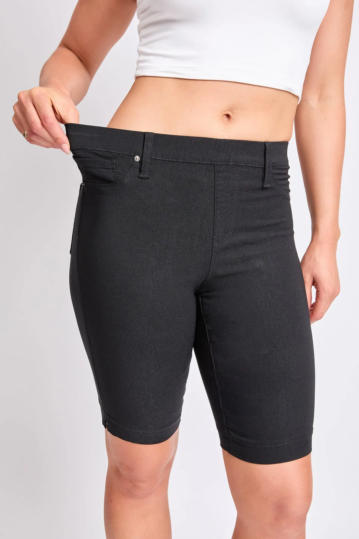 Women's Hyperstretch Mid Rise Pull-On Bermuda Shorts, Black