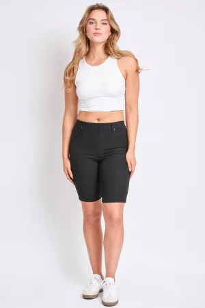 Women's Hyperstretch Mid Rise Pull-On Bermuda Shorts, Black